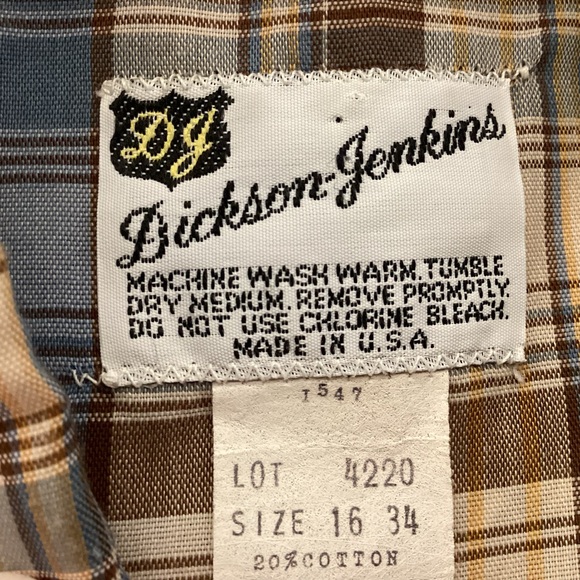 Vintage DJ Dickson Jenkins Men’s Western Shirt snap front Made in USA Size 16 - Picture 6 of 11